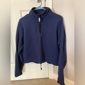 Blue Fleece Cropped Quarter Zip